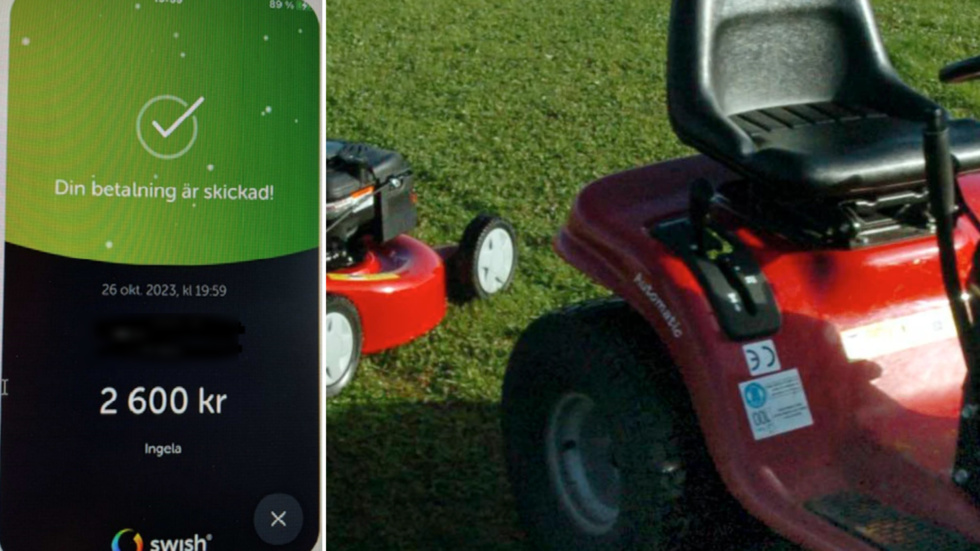 Skärmdumpen till vänster är från den bestulna kvinnan som förde över en peng till sin vän Ingela, i tron att hon hade problem med sitt swish. I själva verket gick det till en Överumsbo.