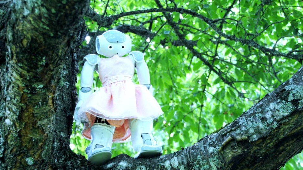Tjej-robot. Elsa kan dansa, spela fotboll och klättra i träd.