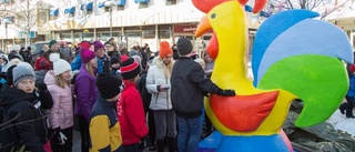 Färgglad tupp intog Byxtorget