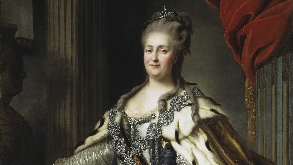 Katarina den stora på ett porträtt från cirka 1770, målat av Fjodor Rokotov. Hon var kusin till de svenska kungarna Gustav III och Karl XIII.