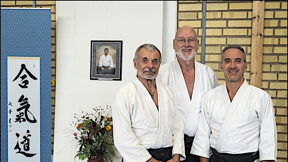 Jan Eriksson i mitten med italienska gästerna Bruno Maule Shihan och Mirco Angeletti Sensei.