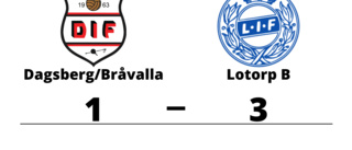 Dagsberg/Bråvalla förlorade hemma mot Lotorp B