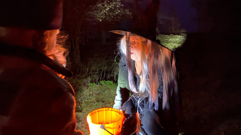 10 kilo godis gick åt under kvällen när det skulle smygas i parken och flera ställde upp för att hjälpa till med arrangemanget. "Jag har fantastiska medarbetare och i år fick vi även hjälp av två från hembygdsföreningen och två tomtar", säger Carita Thörn. 