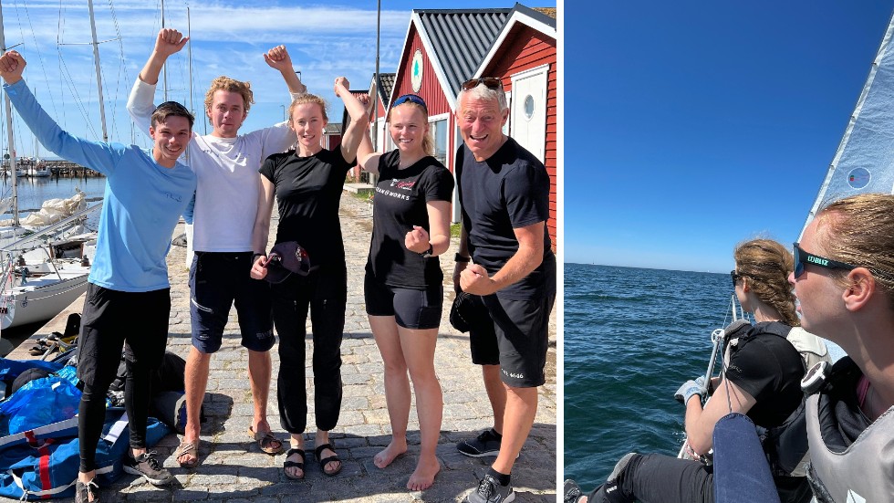 Glada kappseglare. Joakim Romell, Albin Boman, Ellen Boman, Caroline Pettersson och Claes Boman – tre av dem från Norrköping – slog till med brons på SM i J24.