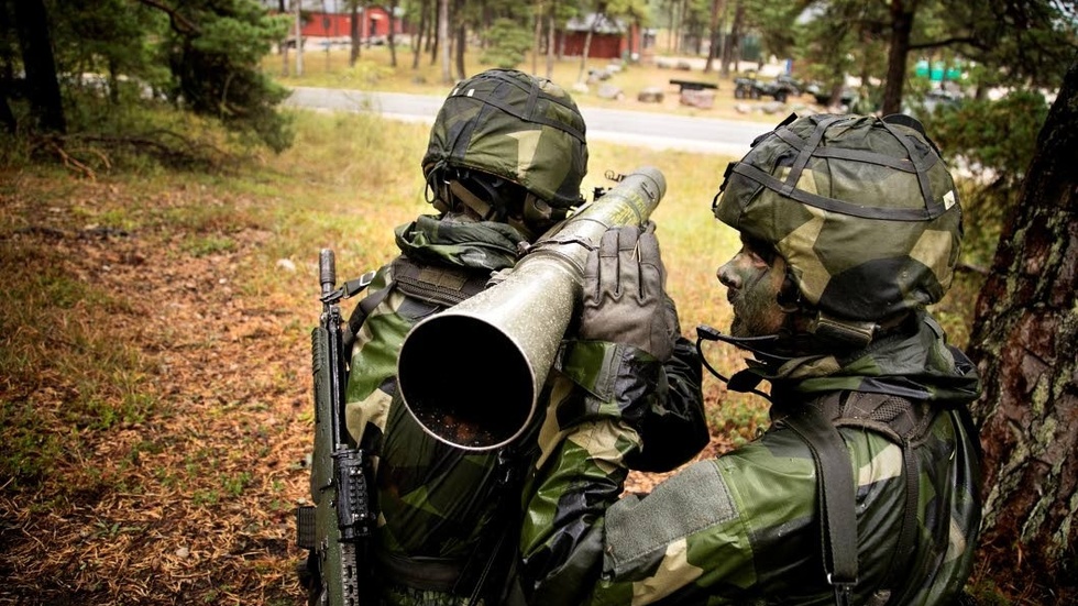 Militärövning på Tofta skjutfält på Gotland.