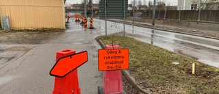 Nu måste cyklisterna vända – efter ledningsarbetet vid Vallen