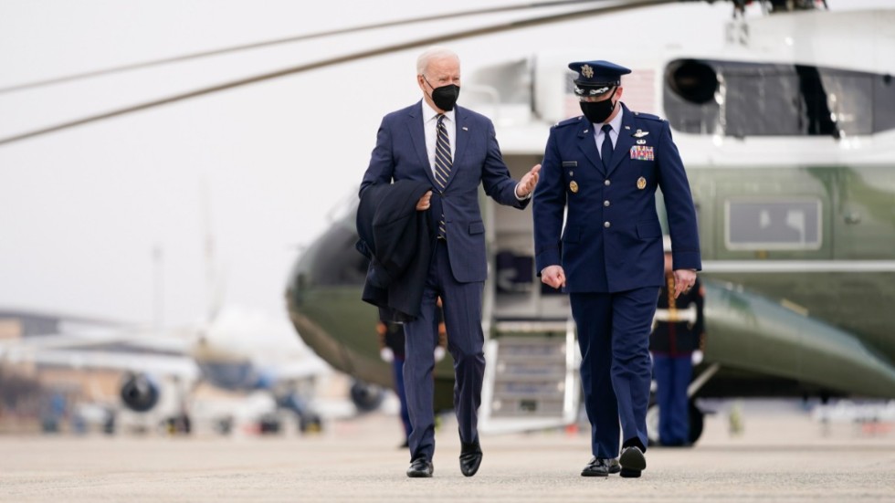 President Joe Biden på väg till Pittsburgh.