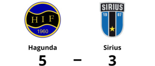 Hagunda har fyra raka segrar – vann mot Sirius med 5-3