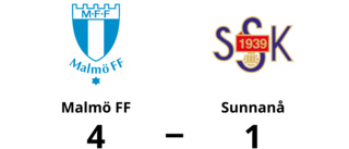 Sunnanå föll mot Malmö FF med 1-4