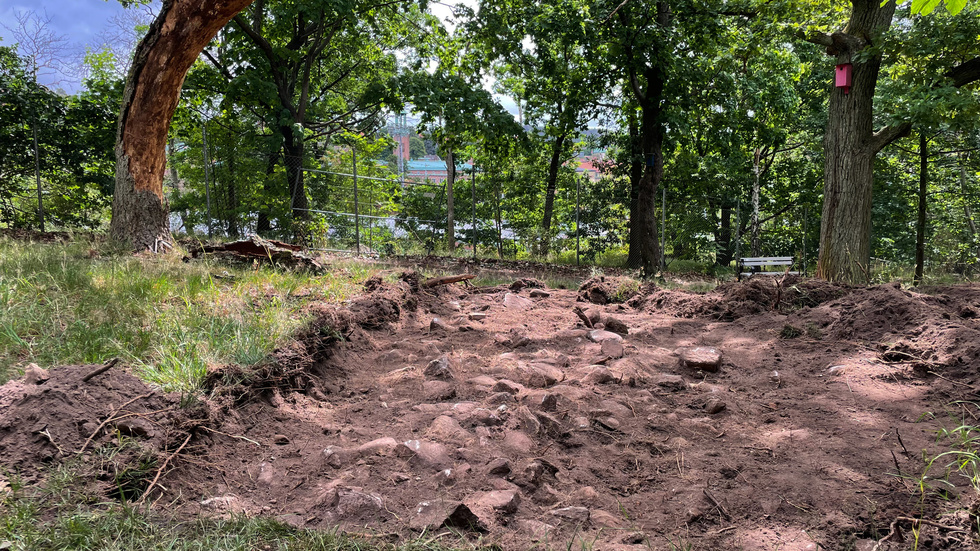 Översiktsbild från utgrävningen i Burgårdsparken i Göteborg. Arkivbild.