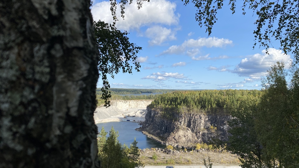 Forsby kalkbrott, som det ser ut från kalkbrottsutsikten på brottets västra sida.