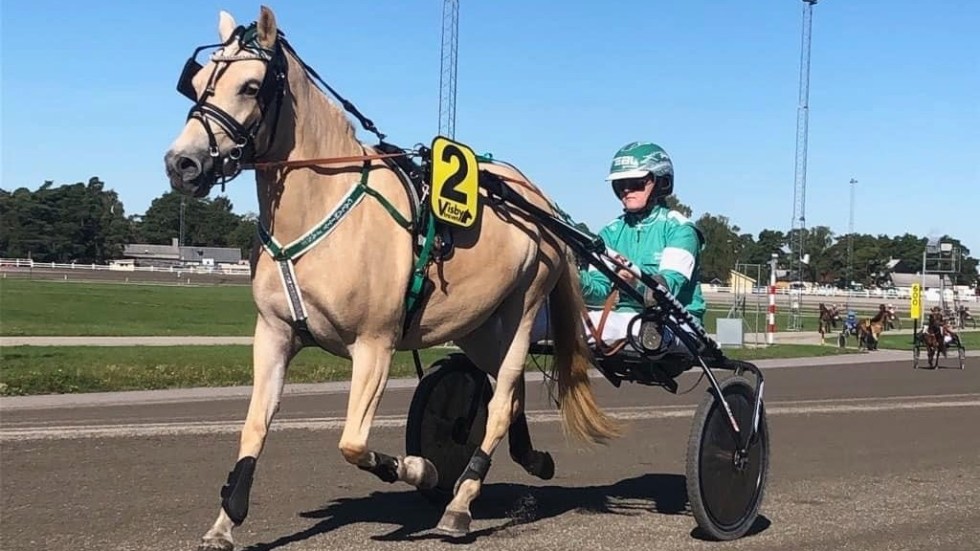 Calamity Jane och kusken samt tränare Filippa Eldh vann 30-årsjubileumet av 5-årsbaggen på Visby travet under söndagen.