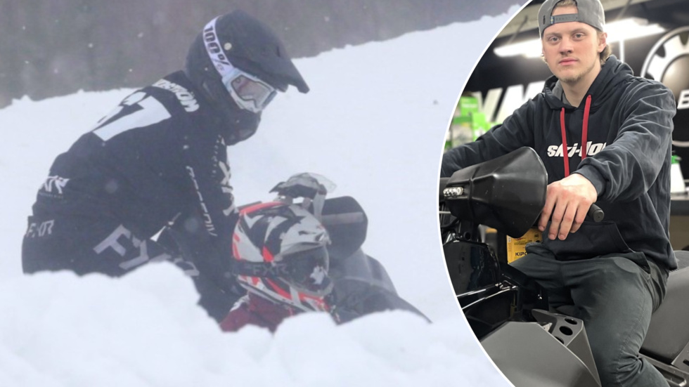 Anton Lindström hjälper Petter Nårsa efter den svåra kraschen i fjolårets SM-final. Nu är Lindström redo för nya race i årets SM.