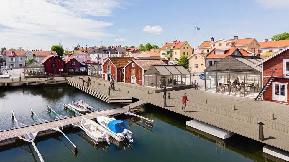 Så här ska en del av den nya hamnen se ut, enligt en skiss som kommunen skickat till styrgruppen för mervärdesavtalet.