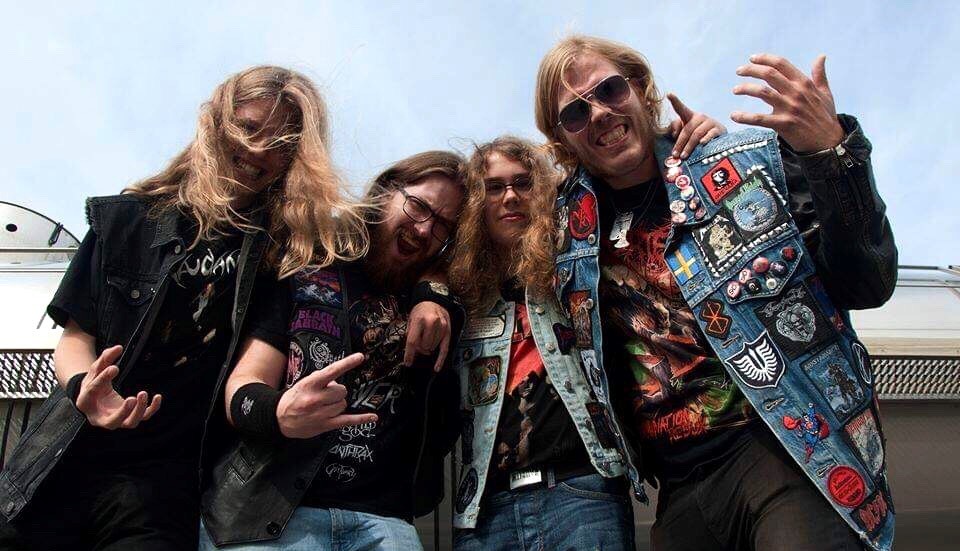 Slaughtersword från Piteå spelar på Kaleido lördag 14 december. Från vänster. Wiktor Berggren, Robin Pettersson, Tobias Lindström och Kalle Lindgren. 