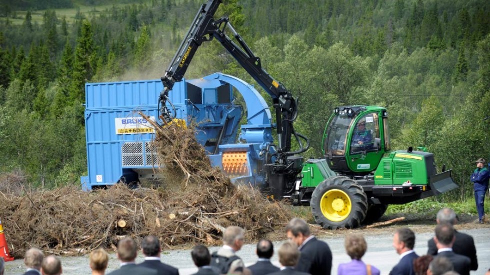 Efter sågningen. På väg mot flistuggen.