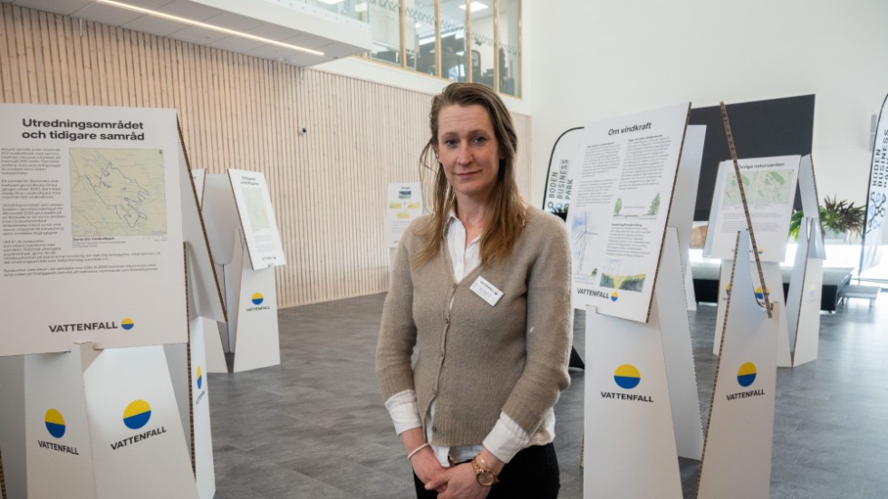 Marie Kimming är Sverigechef för projektutveckling av landbaserad vindkraft hos Vattenfall. I veckan fanns hon på plats på utställningen i Boden Business Park som gällde Storlandet vindkraftpark.