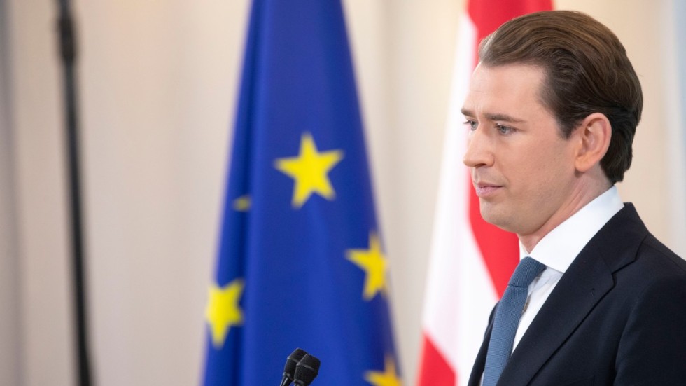 Tidigare förbundskanslern Sebastian Kurz, vid den pressträff där han meddelande att han efter lämnar politiken helt.