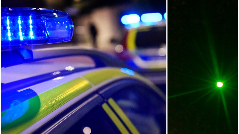 En man i 20-årsåldern misstänks för grov misshandel efter att ha beskjutit en annan man med laser i ögonen på söndagsmorgonen.