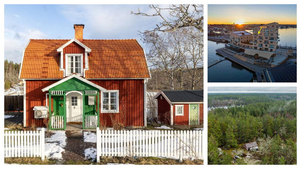 Veckans mest klickade: Ett litet rött hus med vita knutar utanför Edsbruk, en lägenhet på Slottsholmen och ett torp i skogen utanför Gladhammar.