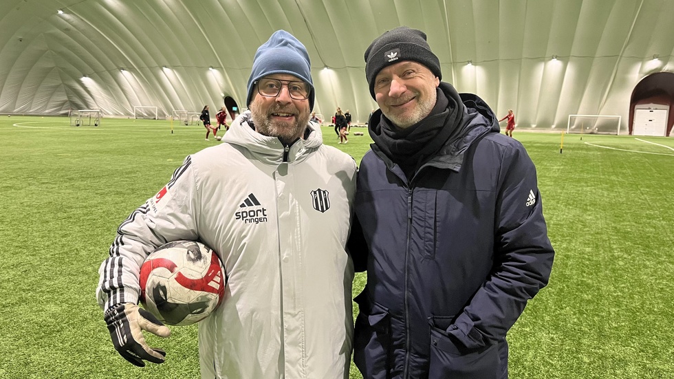 Piteå IF:s tränare Stellan Carlsson och Sveriges förbundskapten Peter Gerhardsson.