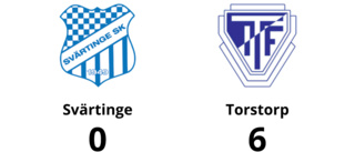 Storförlust för Svärtinge - 0-6 mot Torstorp