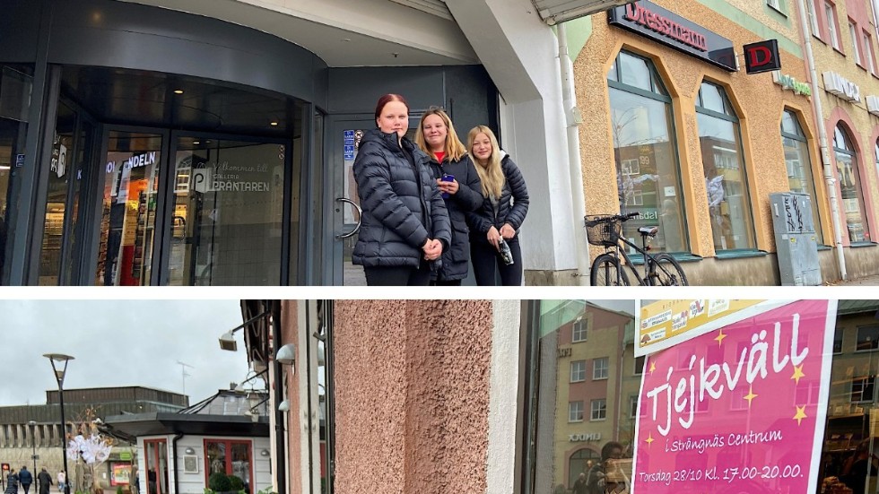 Wilma Ringström, längst till vänster i bild, ska gå på Tjejkvällen i Strängnäs centrum. Här ses hon med Wilma Gustavsson och Nelia Bouvin. Du hittar vår liverapportering nedan.