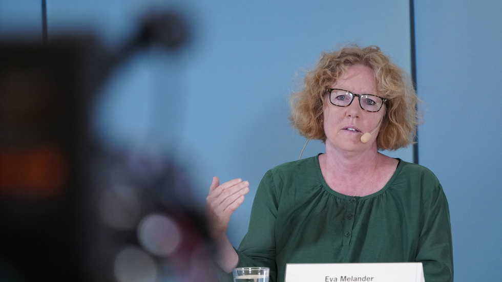 Eva Melander, smittskyddsläkare, under onsdagens presskonferens i Regionhuset i Dockan i Malmö med Region Skåne gällande det aktuella coronapandemiläget.