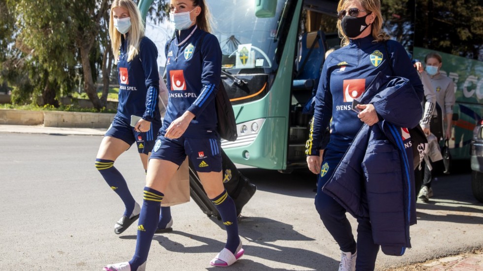 Från vänster: Sofia Jakobsson, Kosovare Asllani och Marika Domanski Lyfors. Arkivbild.