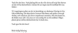 Albin fick svar från Löfven