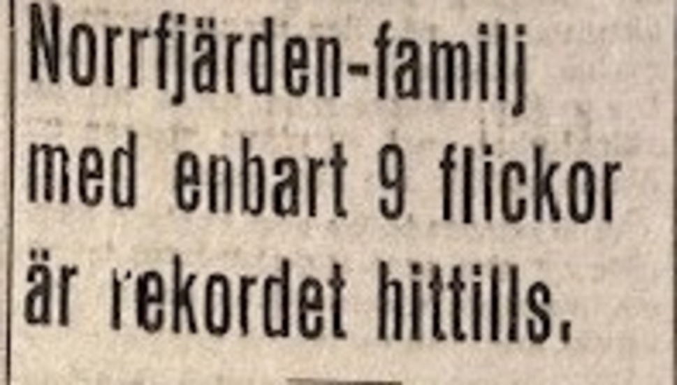 Notisen i Piteå-Tidningen som berättar om barnrekorden i Nybyn och Håkansön.