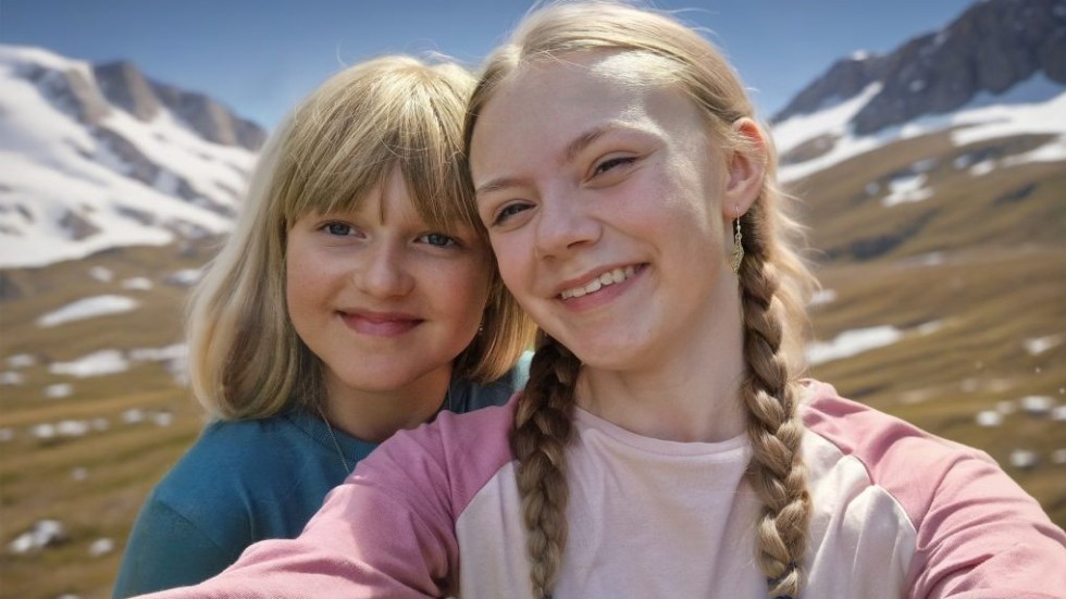 Hedvig Åhrén spelar lillasyster och Ellá Márge Nutti är storasyster i SVT:s julkalender som heter "Snödrömmar".