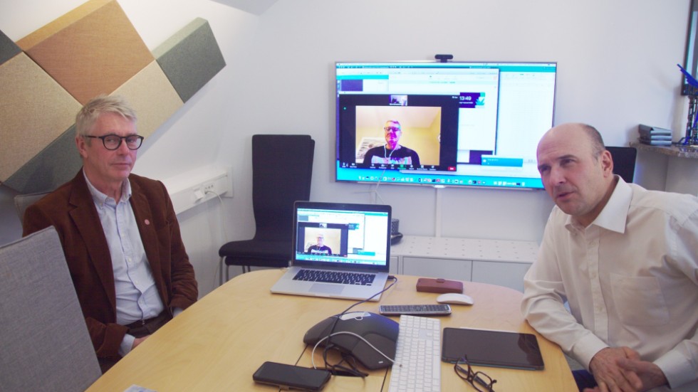 Björn Samuelsson och Stefan Ivanell på Campus Gotland. Christer Bruzelius deltog i intervjun via länk.