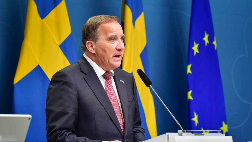 Stefan Löfven på torsdagens presskonferens.
