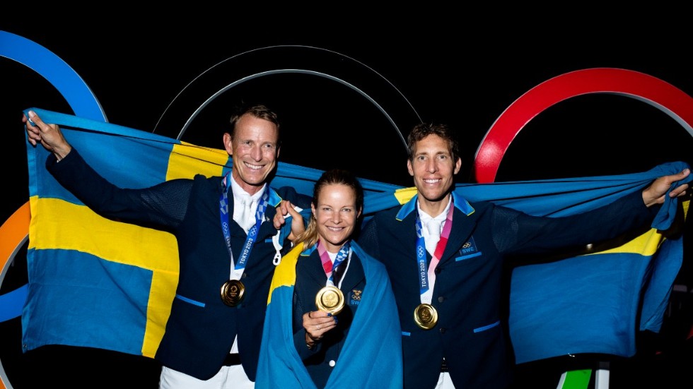Guldryttarna Peder Fredricson, Malin Baryard Johnsson och Henrik von Eckermann.