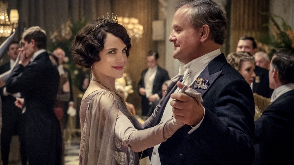Elizabeth McGovern och Hugh Bonneville i "Downton Abbey". Arkivbild.