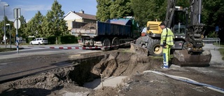 Större vattenläcka i centrala Visby