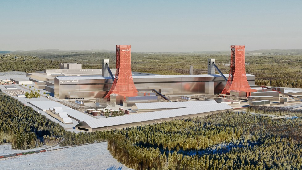 Så här kommer H2 Green Steels anläggning i Norra Svartbyn, Boden, att se ut när den står klar. H2GS:s stålverk är en av etableringarna inom tung industri i Norrbotten.