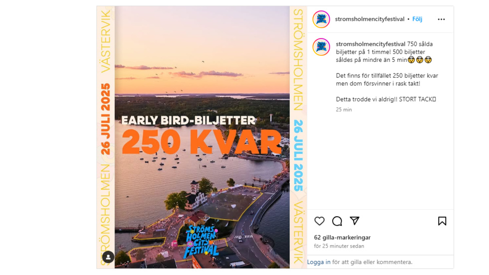 Biljettförsäljning Strömsholmen Cityfestival