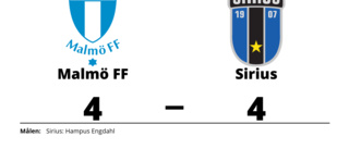 Malmö FF och Sirius delade på poängen