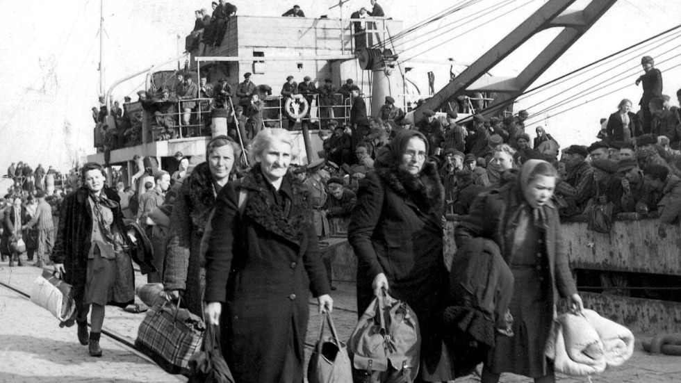 Trelleborg omkring 1940. Tyska flyktingar anländer till Sverige under andra världskriget.