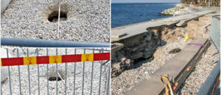 Nytt hål vid strandpromenaden – mitt i nya lagningen • ”Vet inte vad som hänt”