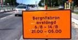 Bergnäsbron stängs av