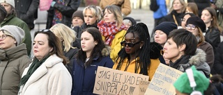 Demonstranter viftade med 100 ord för snippa