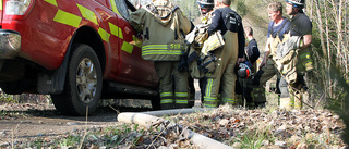 Störningar i trafiken efter lastbilsbrand