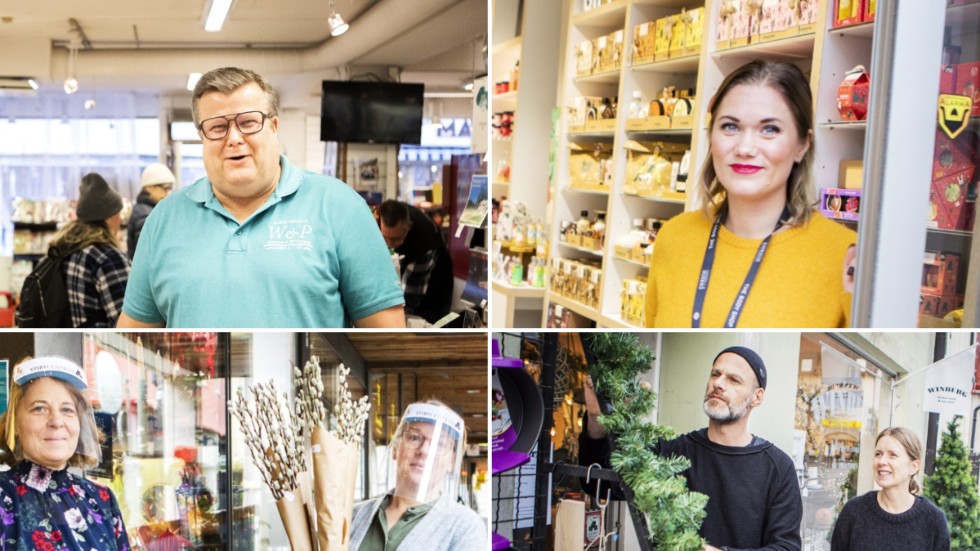 Roland Salemark, Wessman och Pettersson, Jillanda Brandt, Body Shop, Åsa Johansson och Frida Kalmén, Irisdals blomsterhandel, och Michael och Ayla Winberg, från butiken Winbergs.
