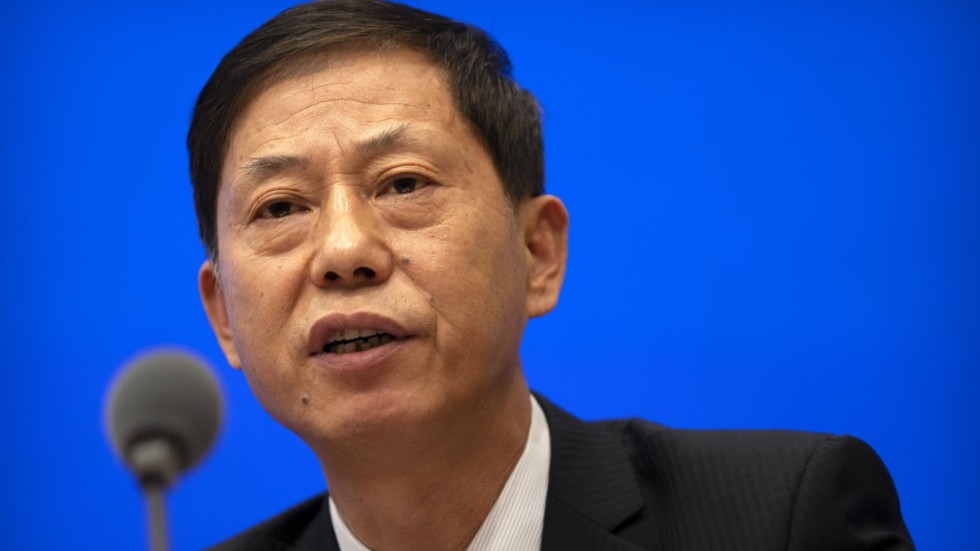 Yuan Zhiming, chef för det nationella biosäkerhetslaboratoriet i kinesiska Wuhan, vid en presskonferens i somras. Arkivbild.