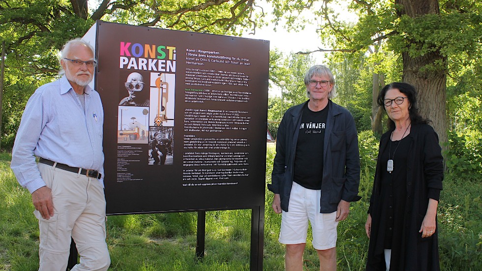 Leif O Pehrson, Krister Nordstedt och Gunilla Haga, Kulturverkstan K-ringen bjuder in till Motalas nya "konsthall", en konstscen i Ringenparken. 