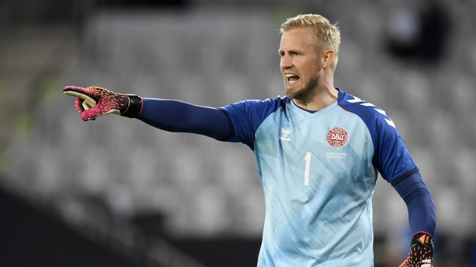 Danmarks målvakt Kasper Schmeichel. När Danmark tog EM-guld 1992 var det pappa Peter Schmeichel som vaktade målet. Arkivbild.