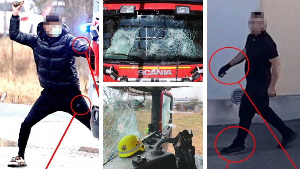 Två män, 21 och 22 år gamla, riskerar fleråriga fängelsestraff om de fälls för inblandning i påskupploppen i Navestad. Enligt åklagaren är det de som syns på bilderna, men männen nekar själva till detta.